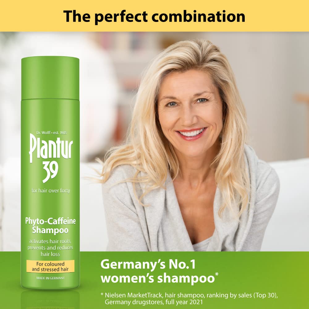 Plantur 39 Caffeine Shampoo and Conditioner Set Prevents and Reduces Hair Loss | For Coloured Stressed Hair | Unique Galenic Formula Supports Hair Growth | Set of 250ml Shampoo and 150ml Conditioner
