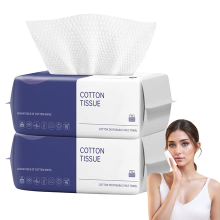 Disposable Face Towel, 200 Count Face Towels for Washing Soft Cotton Dry Wipes Facial Cloths Towelettes for Washing and Drying, Facial Tissue for Cleansing, Skincare and Makeup Remover