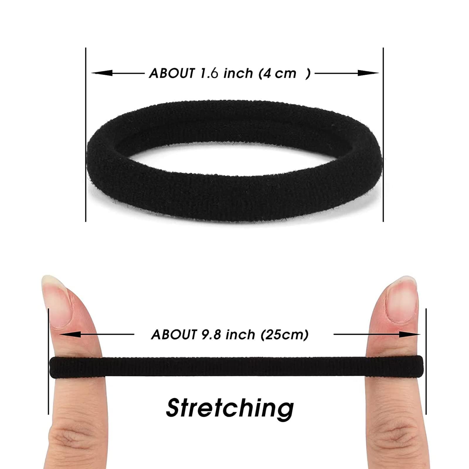 Yedtreg Hair Bobbles for Women, 30 Pack Black Hair Ties No Damage, Seamless Soft Hair Bands for Thick Curly Hair, Strong Elastic Ponytail Holders Hair Accessories (Black Colour)