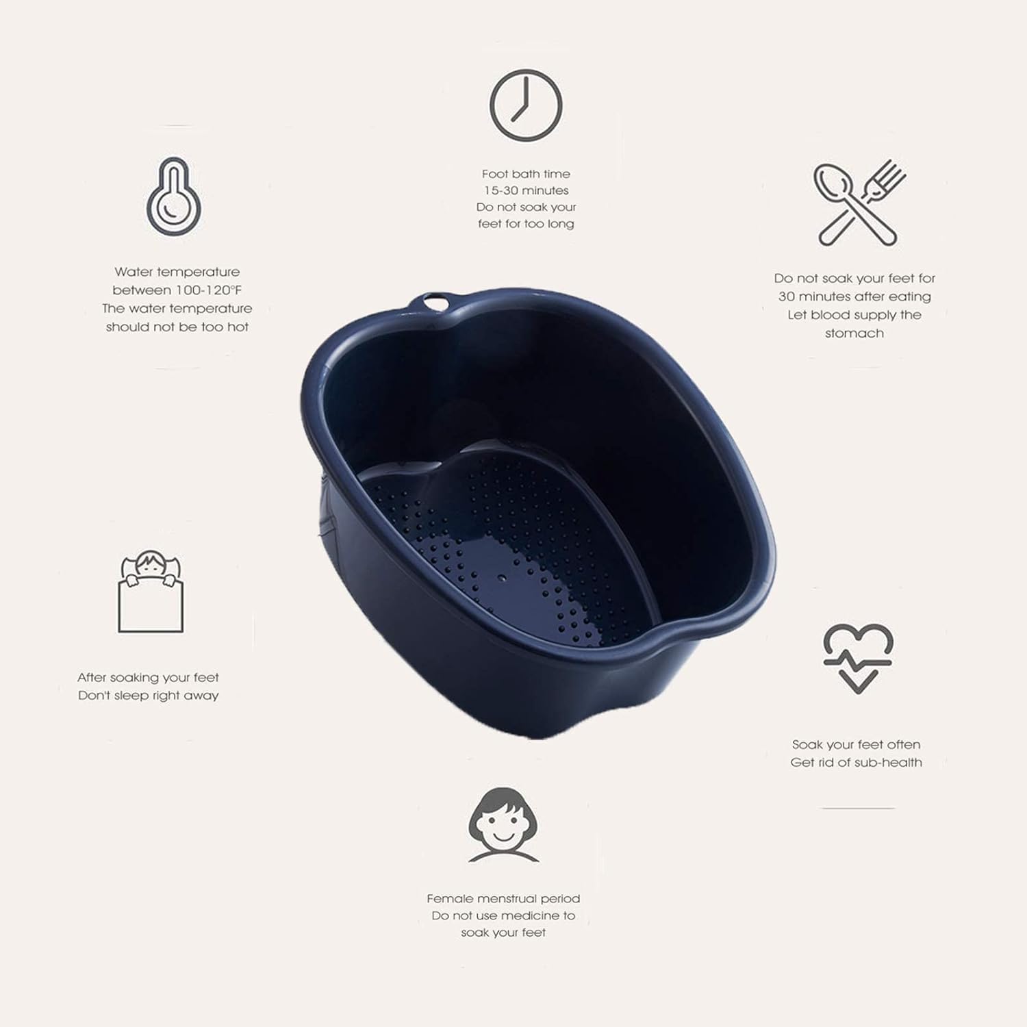 AXLOFO® Large Spa Foot Bath Bowl, Sturdy Plastic Foot Soak Bowl, Massage Foot Pedicure Bowl, Detox, feet soak, Extra Footbath Foot Basin for Soaked to Remove Dead Skin, Calluses (Black)
