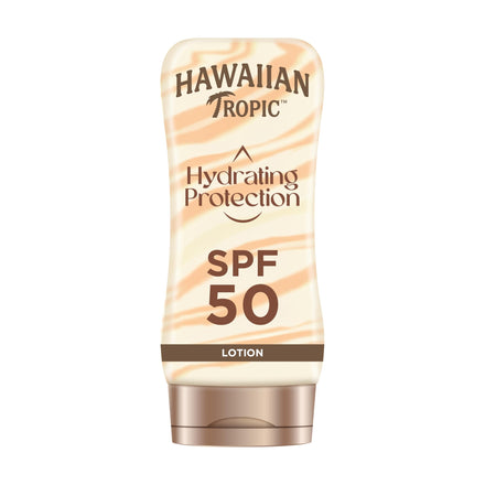 Hawaiian Tropic Hydrating Protection Sunscreen SPF 50 UVA Plus UVB Protection, 180 ml, 12-Hour Moisturisation with Cocoa & Shea Butter, Water Resistant, Vegan