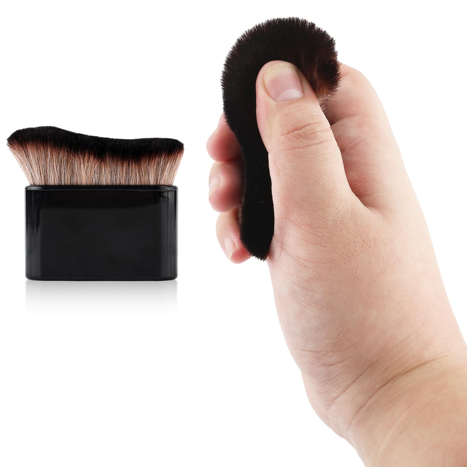 Self Tanning Brush, Self Tan Brush Self Tanner Applicator Blend Brush Foundation Makeup Brushes Spray Tan Blending Brush Beauty Brush Bronzer Body Brush for Face Leg(Black-Brown)