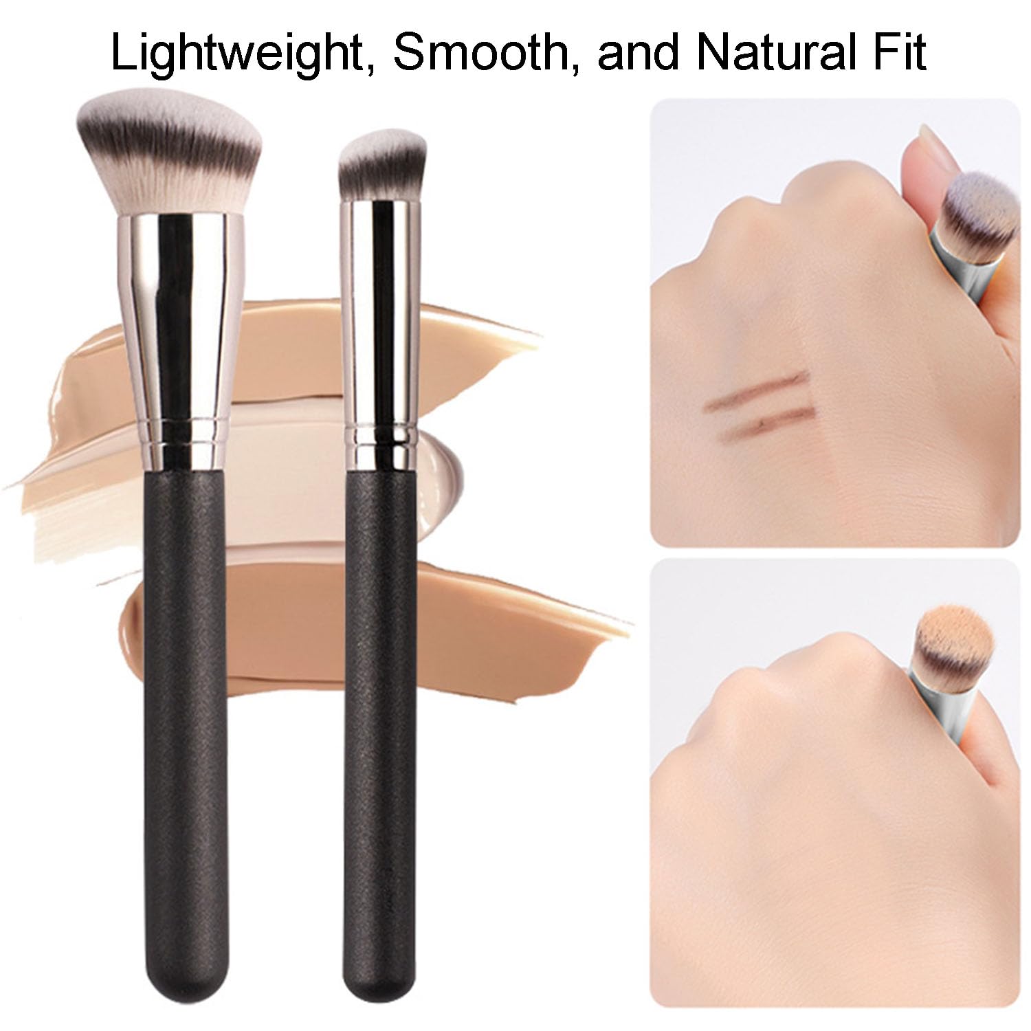 TingDongWei 2 Pieces Foundation Brush and Concealer Brush, Professional Flat Tip Kabuki Brush for Liquid Foundation, Polishing