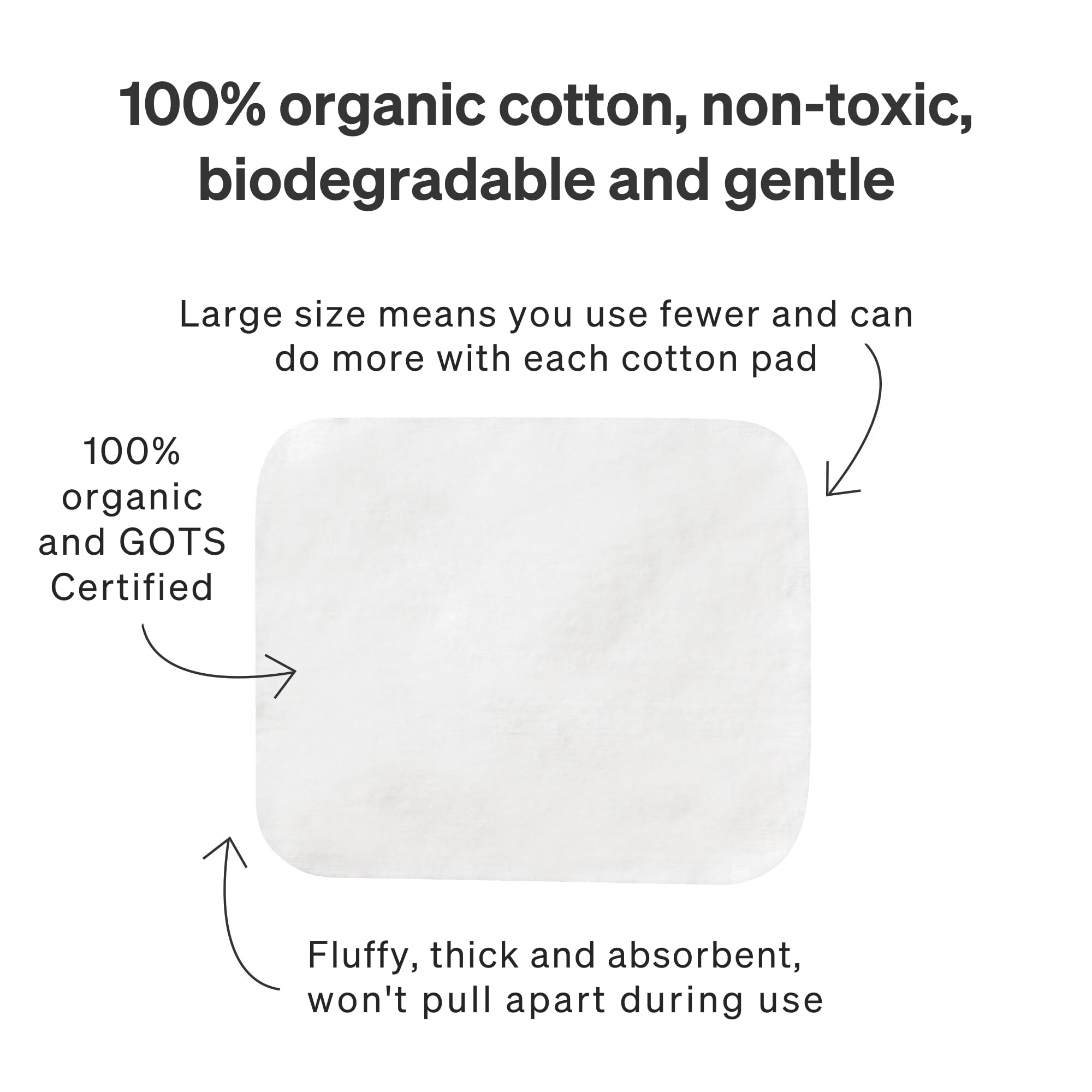 Large Baby Cotton Pads by LoveNoobs, 360 Count, GOTS Certified 100% Organic Large Cotton Wool Pads for Babies, Ultra Soft for Sensitive Skin, Lint-Free, Premium Jumbo Size