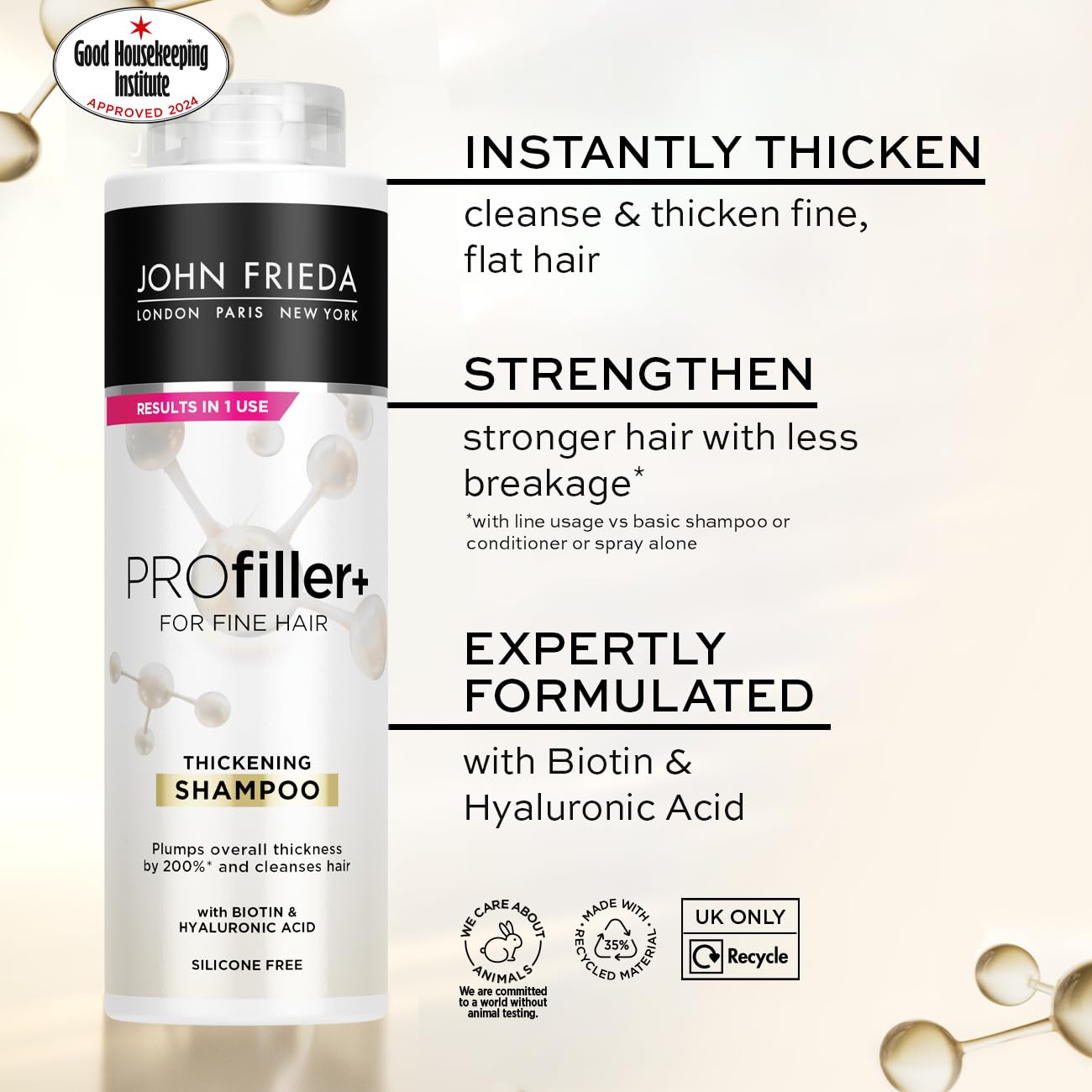 John Frieda PROfiller+ Thickening Shampoo for Thin, Fine Hair, 500ml