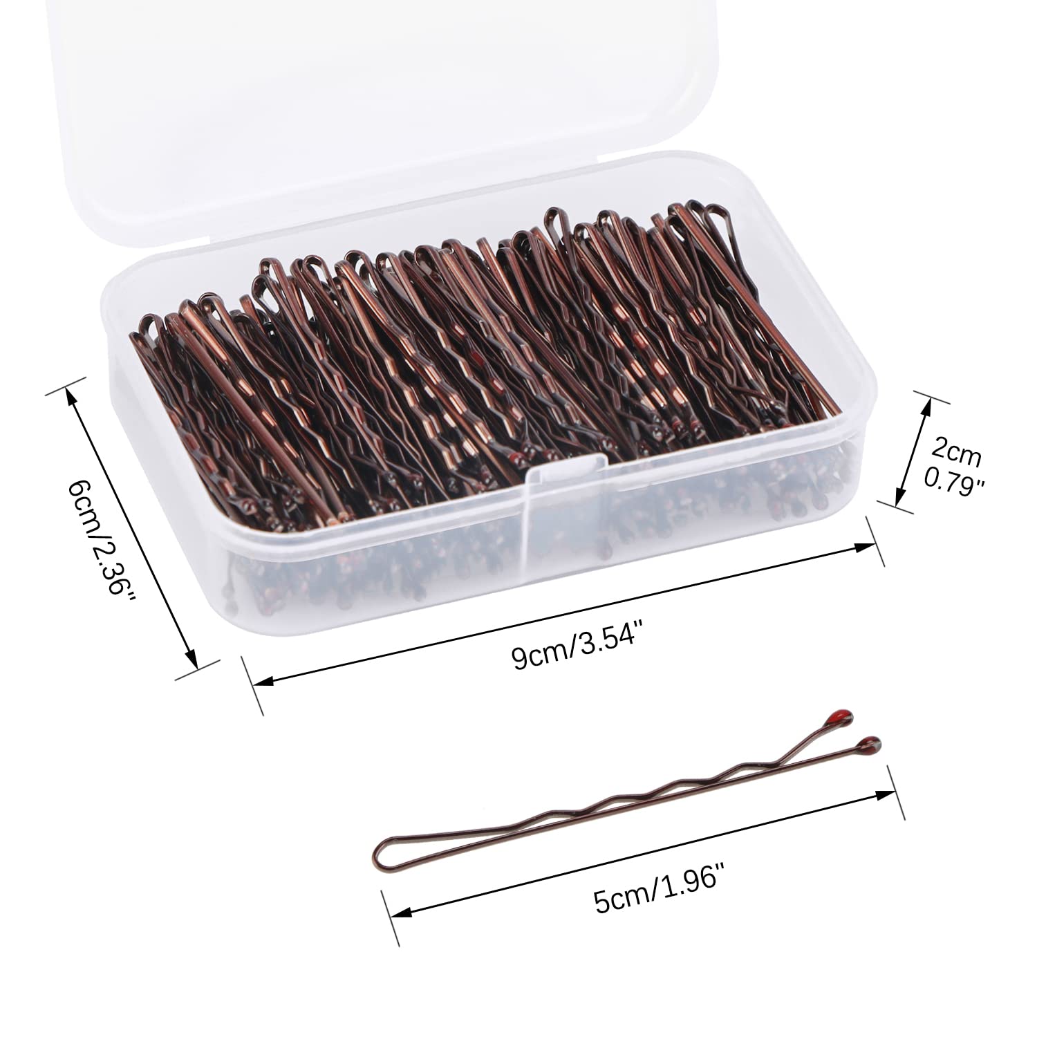 150 PCS Bobby Pins, 2 Inch Hair Clips and Kirby Grips for Women's Hair Styling with Storage Box (Brown)