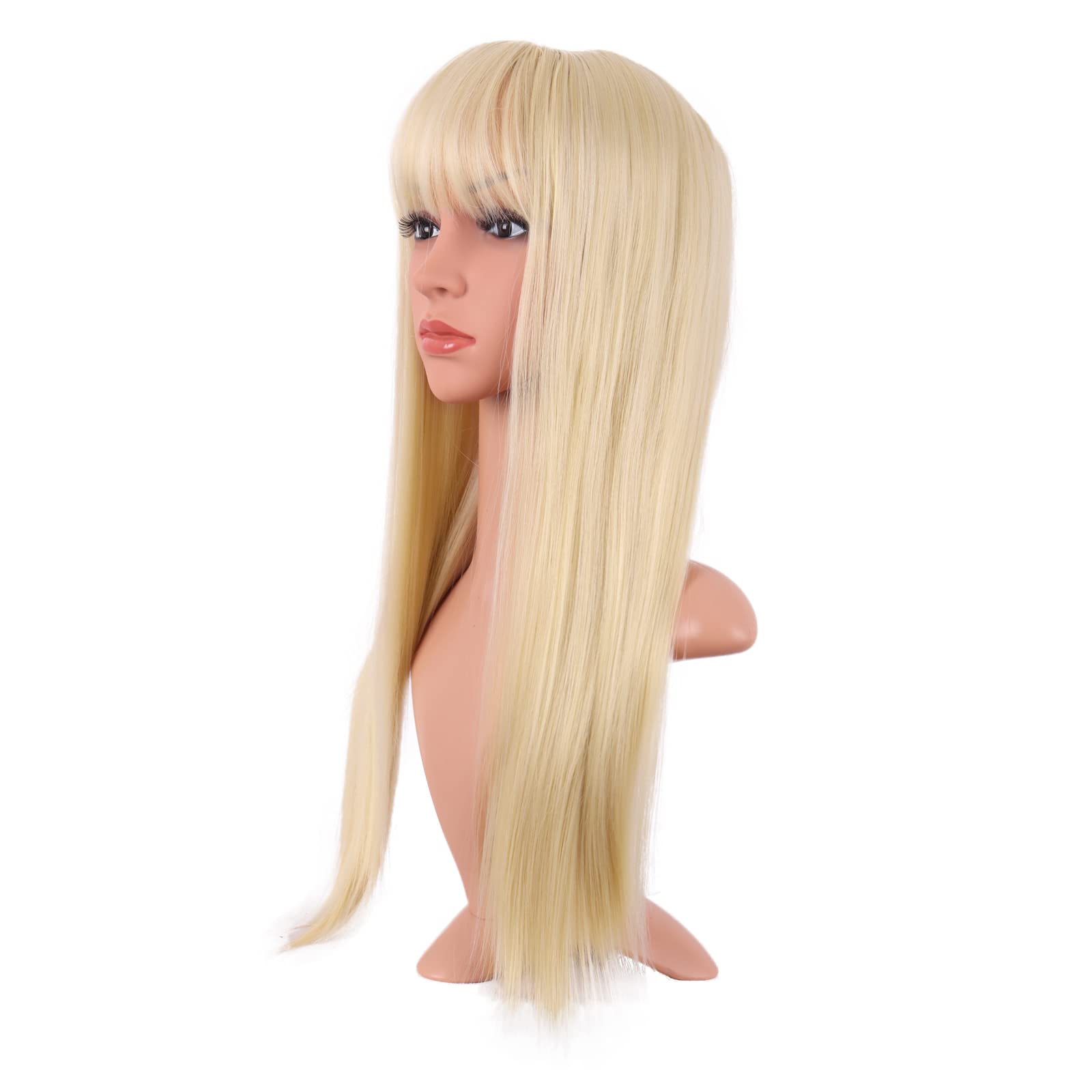 MapofBeauty 24 Inch/60 cm Long Straight Synthetic Hair Heat Resistant Party Cosplay Wig (Mixed Blonde)