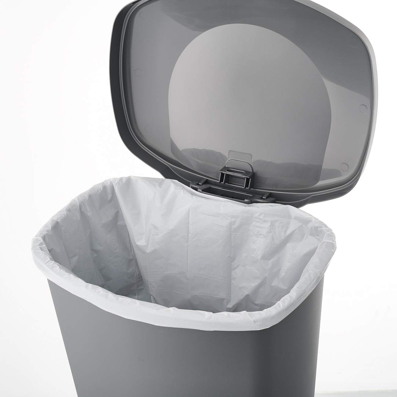 Addis Eco Made from 100% Plastic Family Kitchen Pedal Bin, 50 Litre, All Black Recycled