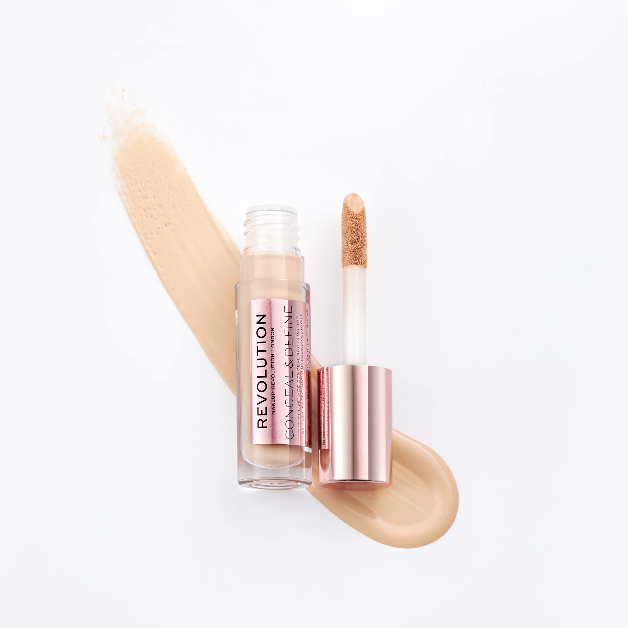 Revolution, Conceal & Define Concealer, Full Coverage & Lightweight, Long-Lasting Matte Finish, Vegan & Cruelty Free, C6 Fair or Light Skin Tones, 0.14 oz