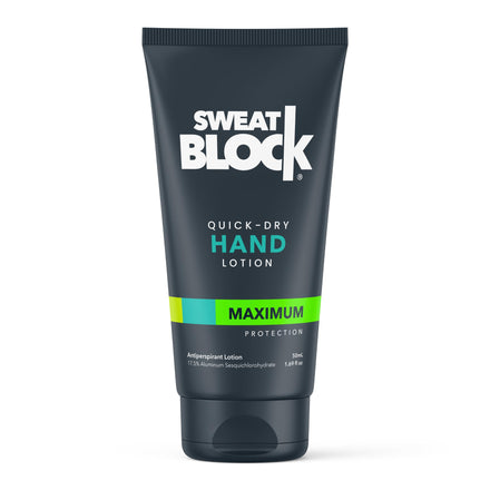 SweatBlock Antiperspirant Hand Lotion for Men & Women - Quick-Dry Hyperhidrosis Aid to Stop Excessively Sweaty Palms - Non-Irritating - Dermatologist Tested Formula - Travel Size 1.69 fl oz