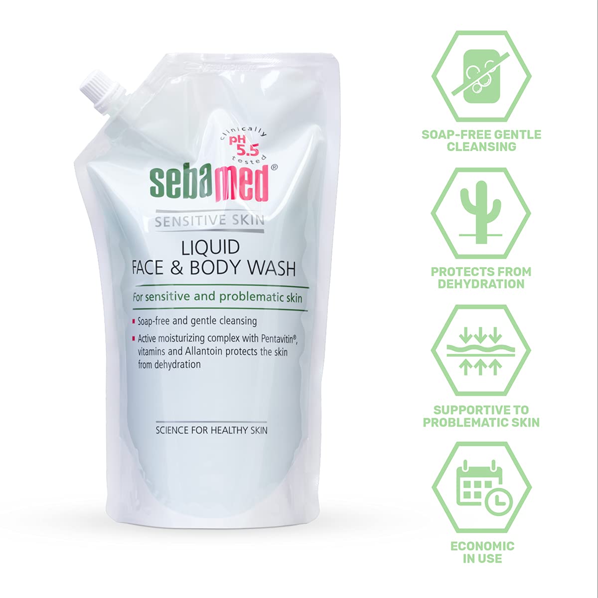 Sebamed Liquid Face & Body Wash | 1L Refill Pack | Soap Free Gentle Cleansing | Sensitive & Problematic Skin