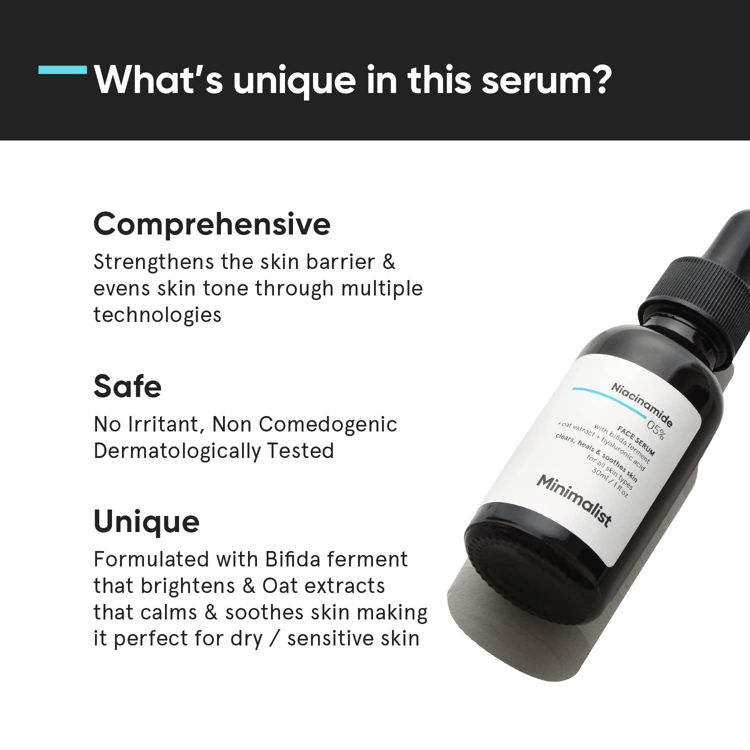Minimalist 5% Niacinamide Face Serum for Clear Glowing Skin | Reduces Dullness, Hydrates & Repairs Skin with Vit B3 & HA | Day & Night Serum for Dry & Sensitive Skin | For Women & Men, 30 ml