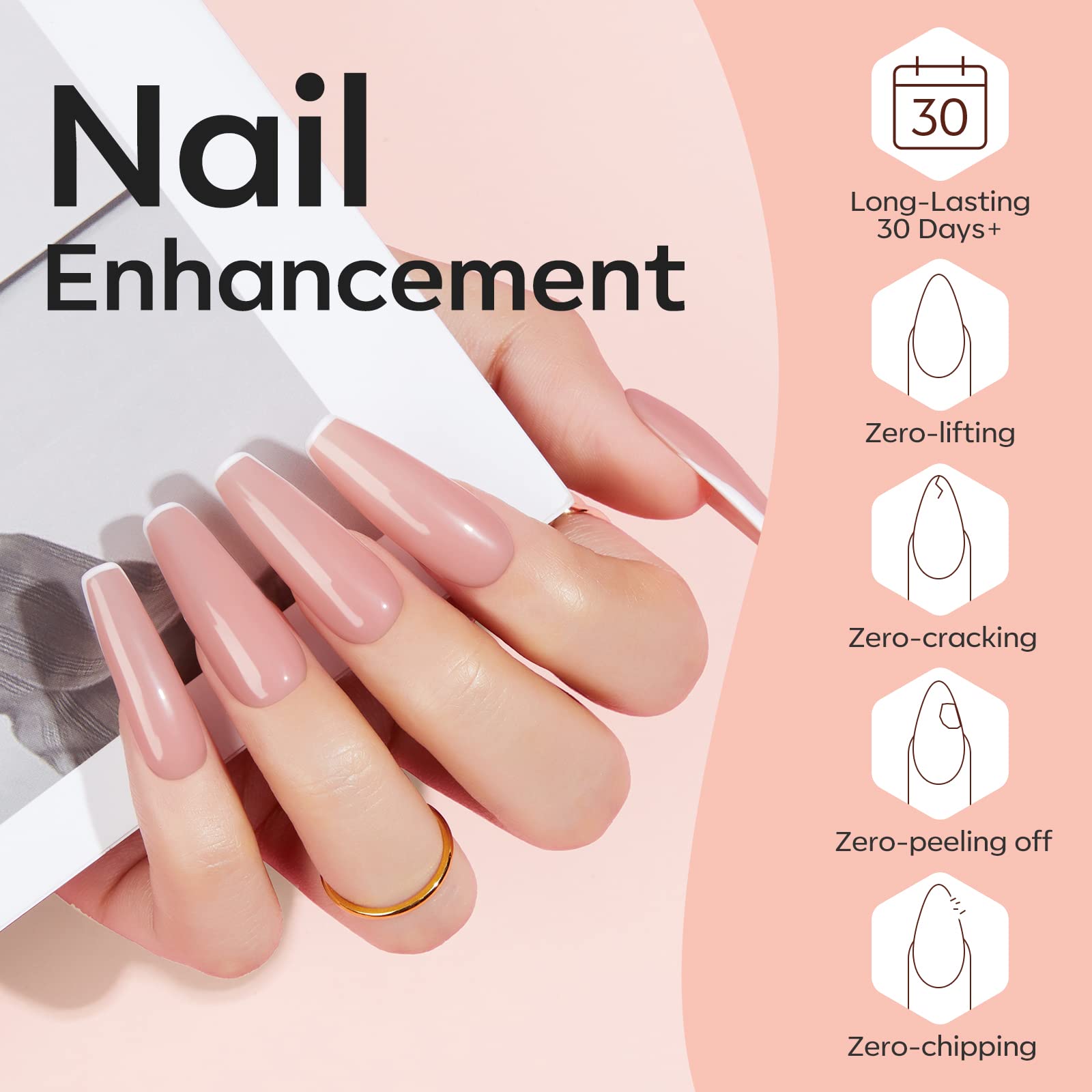 Modelones Builder Gel 6 Colors, 8-in-1 Nail Gel Set for Nails, Hard Gel Strengthener Extension Base Gel in a Bottle