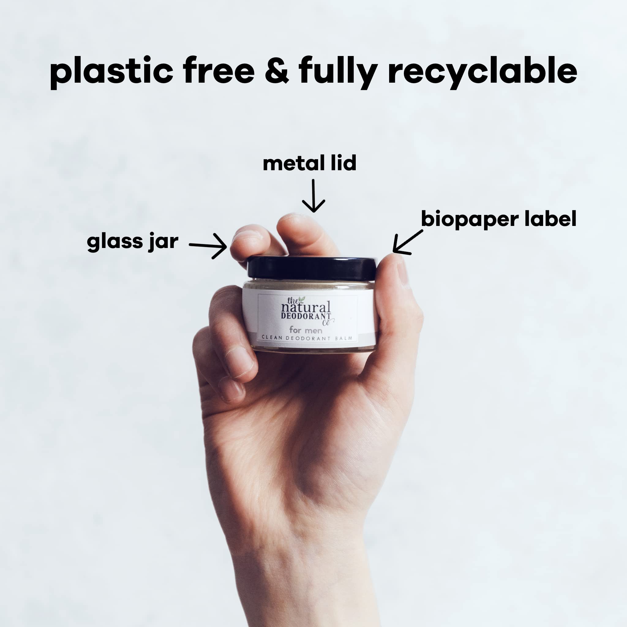 The Natural Deodorant Co, Clean Deodorant Balm For Men 55g, Aluminium Free, Plastic Free, All Day Protection