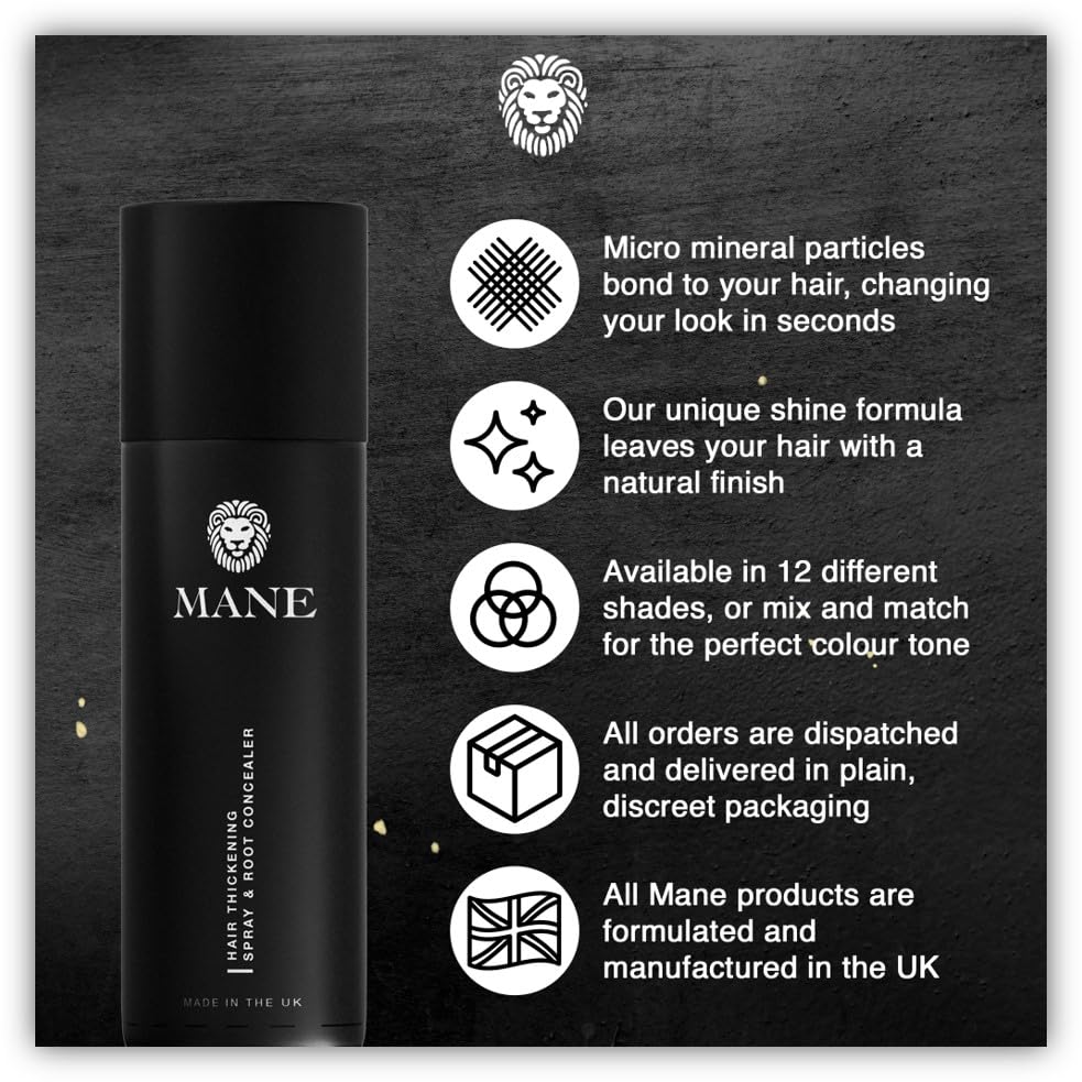 Dark Brown - Mane Hair Thickening Spray for hair loss and to conceal roots.