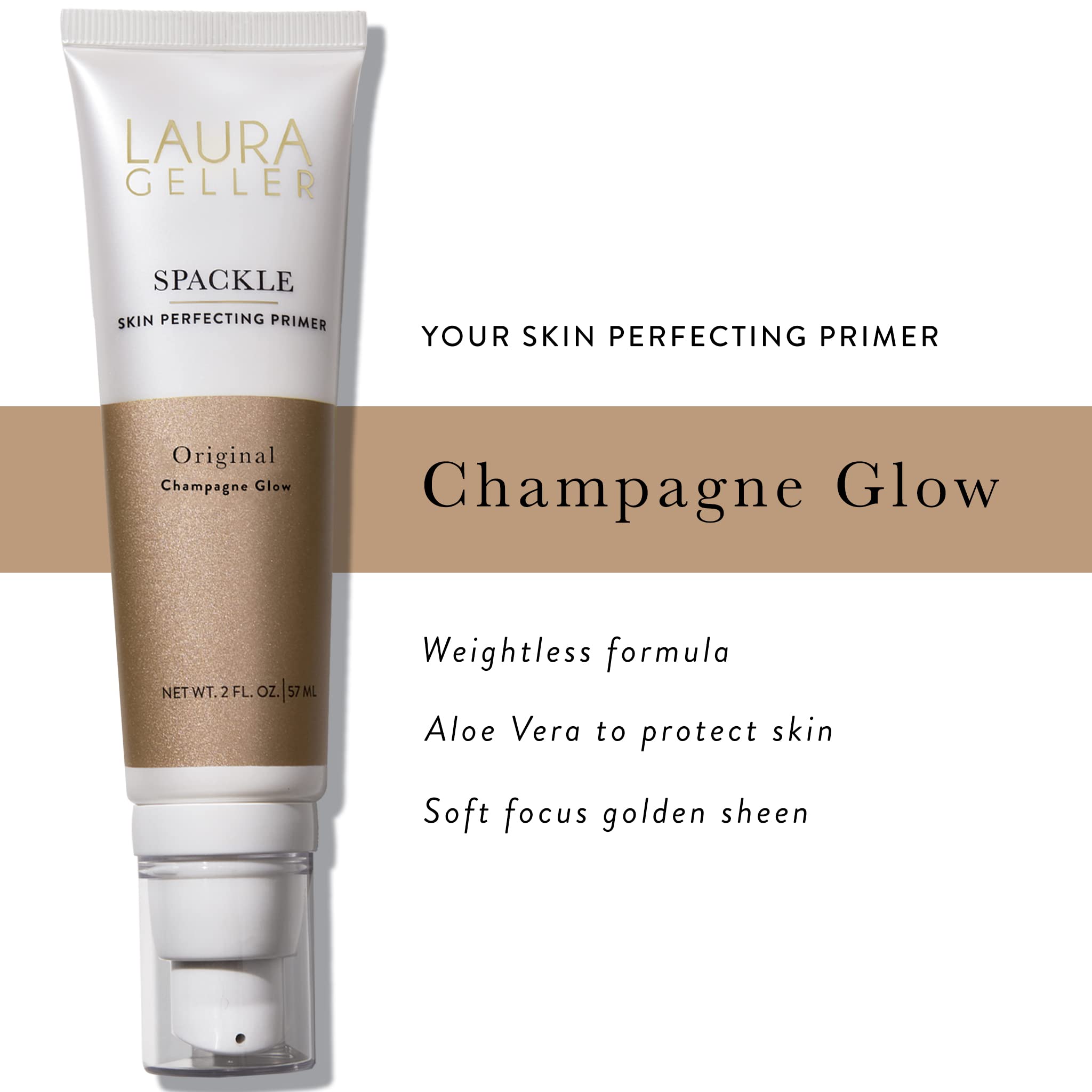 LAURA GELLER NEW YORK Spackle (Champagne Glow) Lightweight Makeup Primer - Skin Perfecting Face Primer with Hyaluronic Acid for Long-Lasting Hydration - 59ml