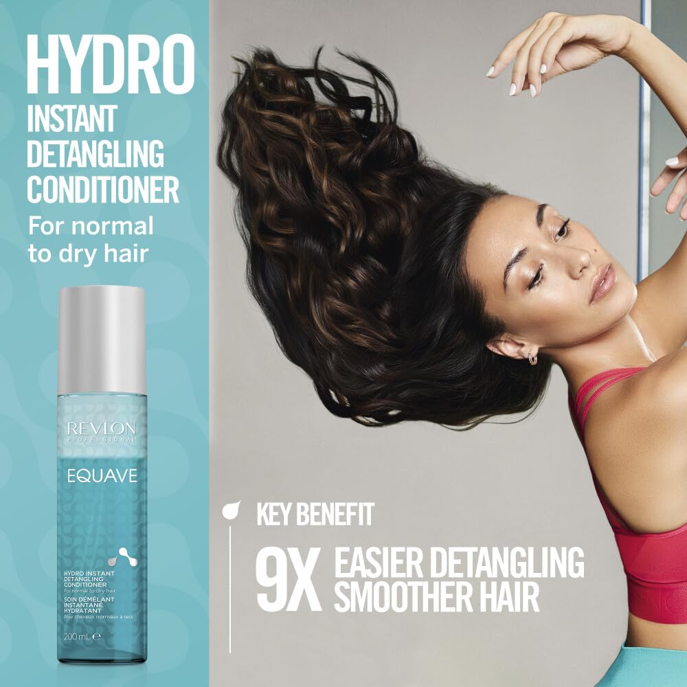 REVLON PROFESSIONAL EQUAVE HYDRO BI-PHASE DETANGLING CONDITIONER FOR NORMAL TO DRY HAIR, Detangling Conditioner, Leave-In Conditioner With Heat Protection, Hair-Smoothing Leave-In Conditioner – 200 ML