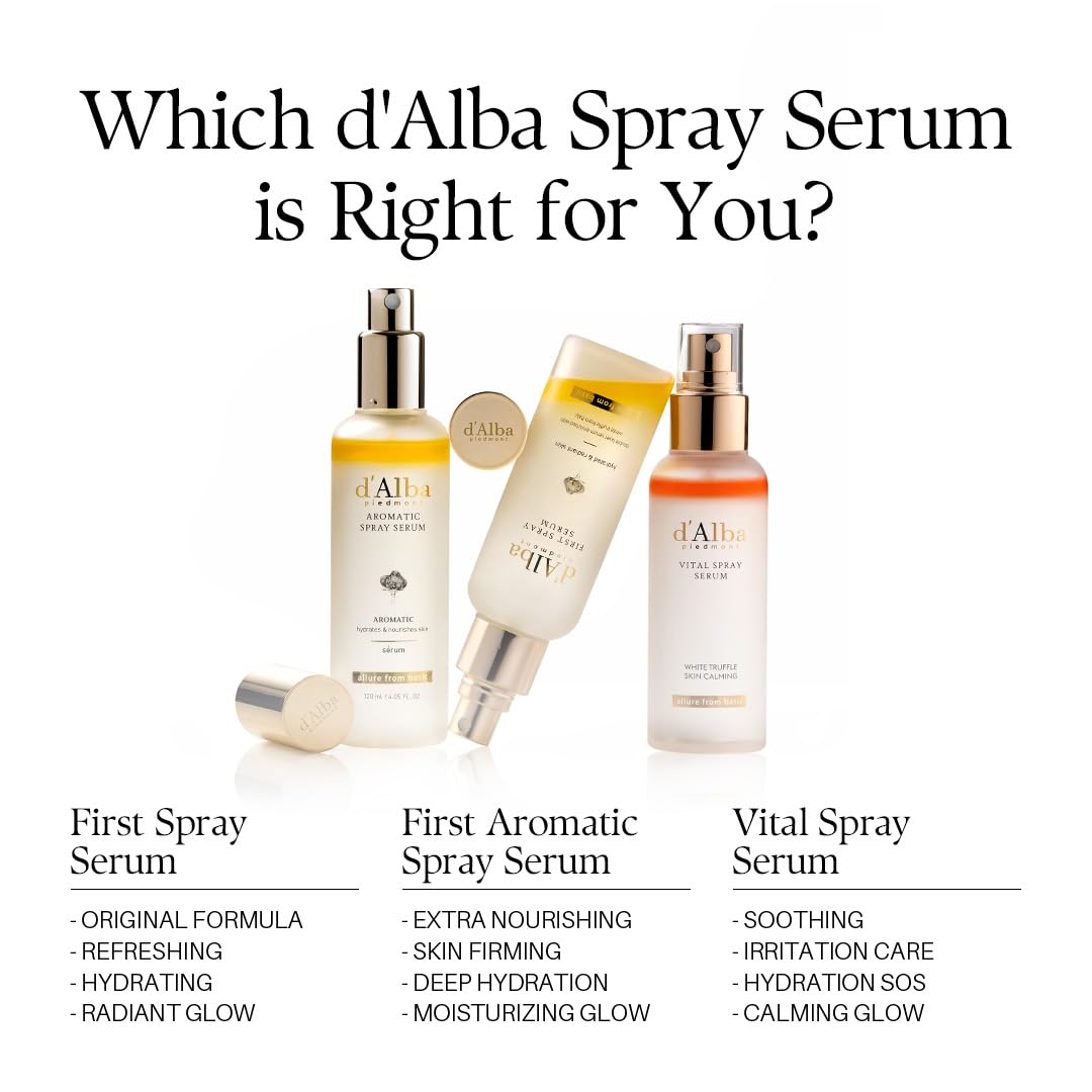 d'alba Italian White Truffle First Aromatic Spray Serum, Fragrant VEGAN Glowy Antioxidant Face Mist, Deep Hydration Skin Firmness, Korean Skin Care (4.05 fl.oz / 120ml)