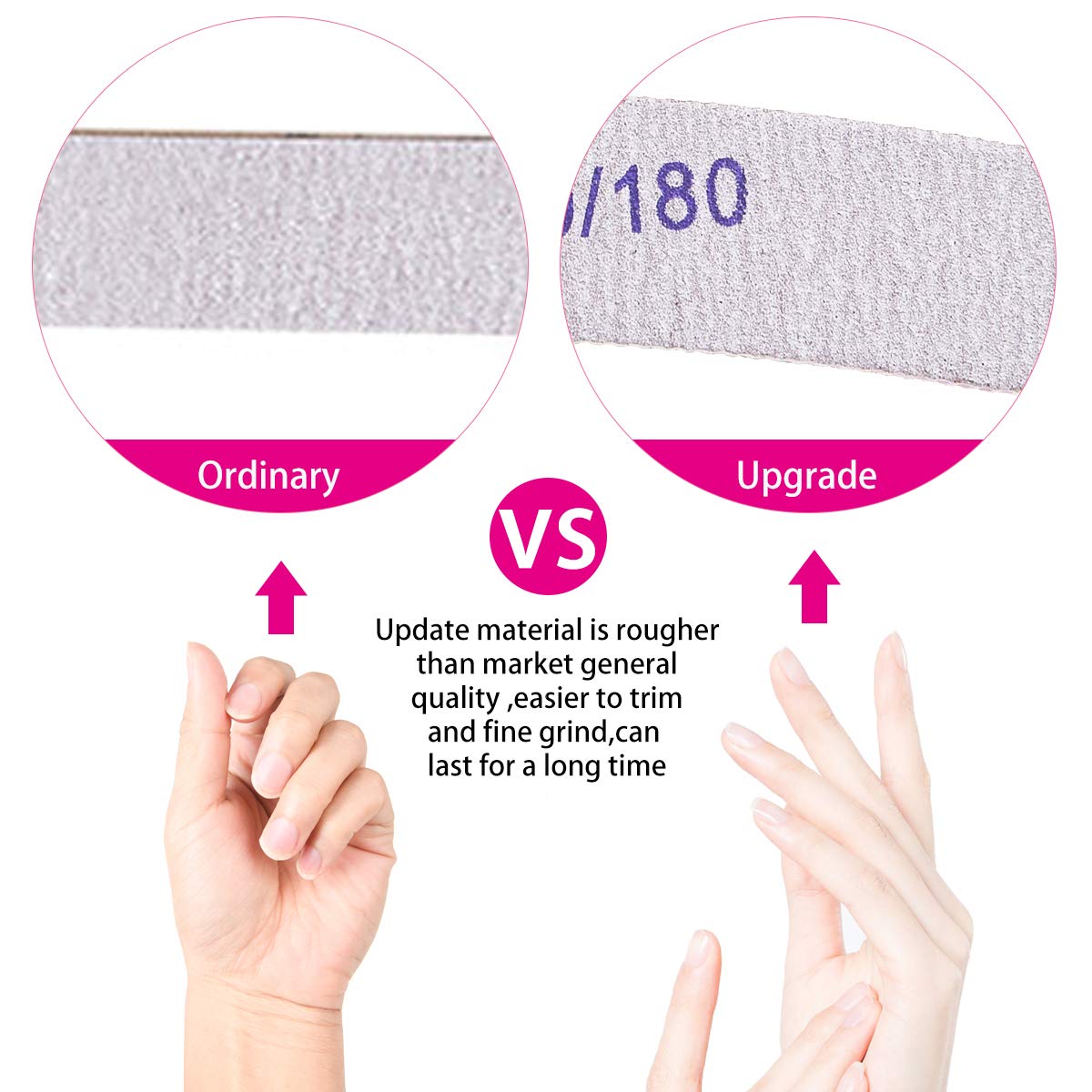 URAQT Nail Files, 15pcs Professional Curved Nail File Set, 100/180 Grit Double-Sided Emery Board Fingernail Files Manicure Tools for Natural Nail and Acrylic Nail