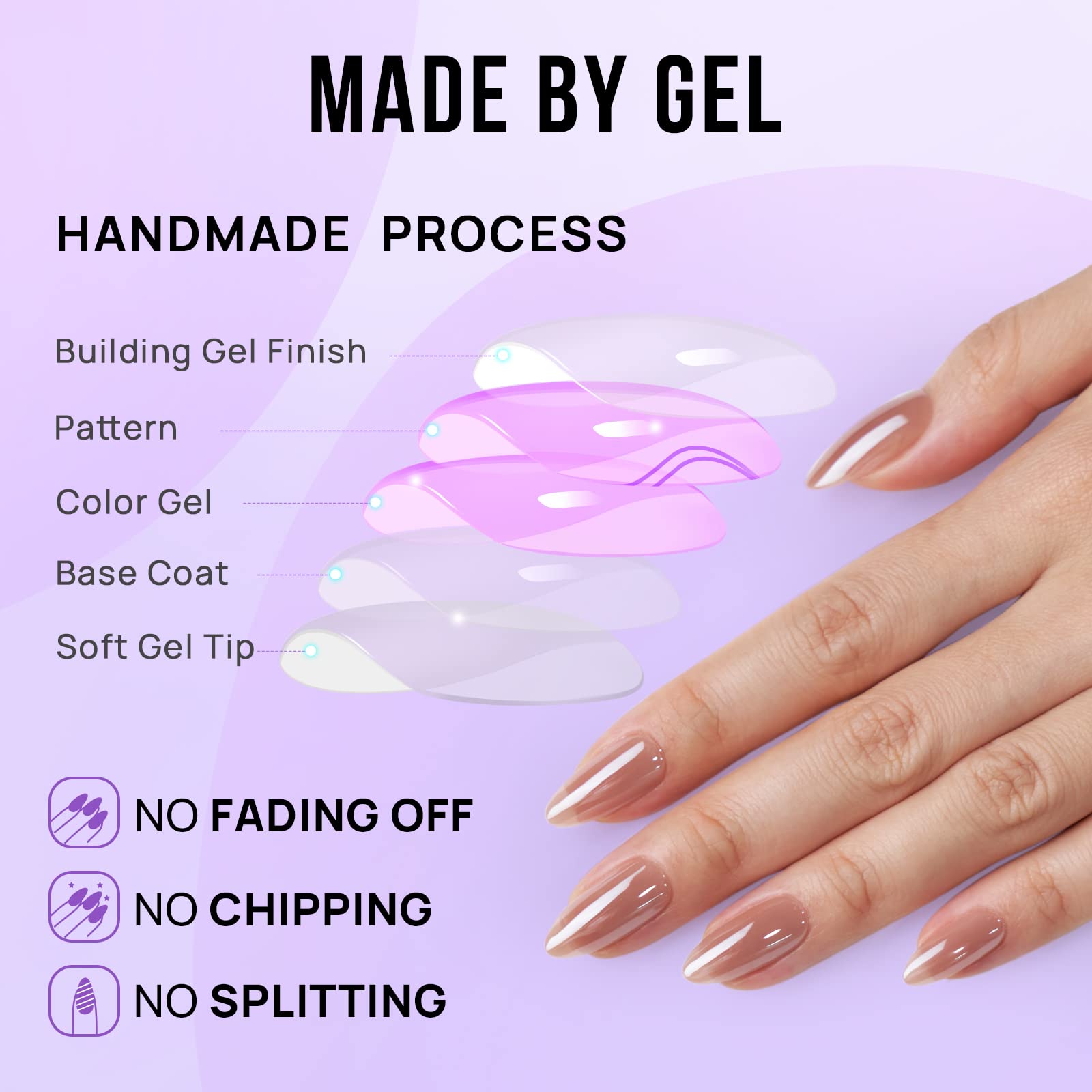 BTArtbox Press On Nails Almond - Medium False Nails in 15 Sizes, 30Pcs Soft Gel Chrome Fake Nail with Glue, Light Weight & Fit Perfectly, Natural Stick on Nails for Women, Chocolate Glazed