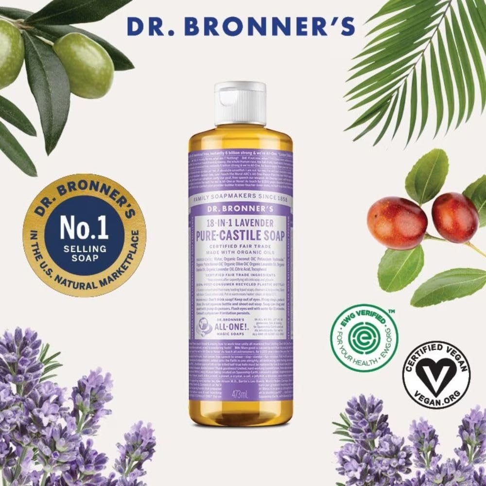 Dr. Bronner's, Organic PureCastile Liquid Soap, Lavender, 475 ml
