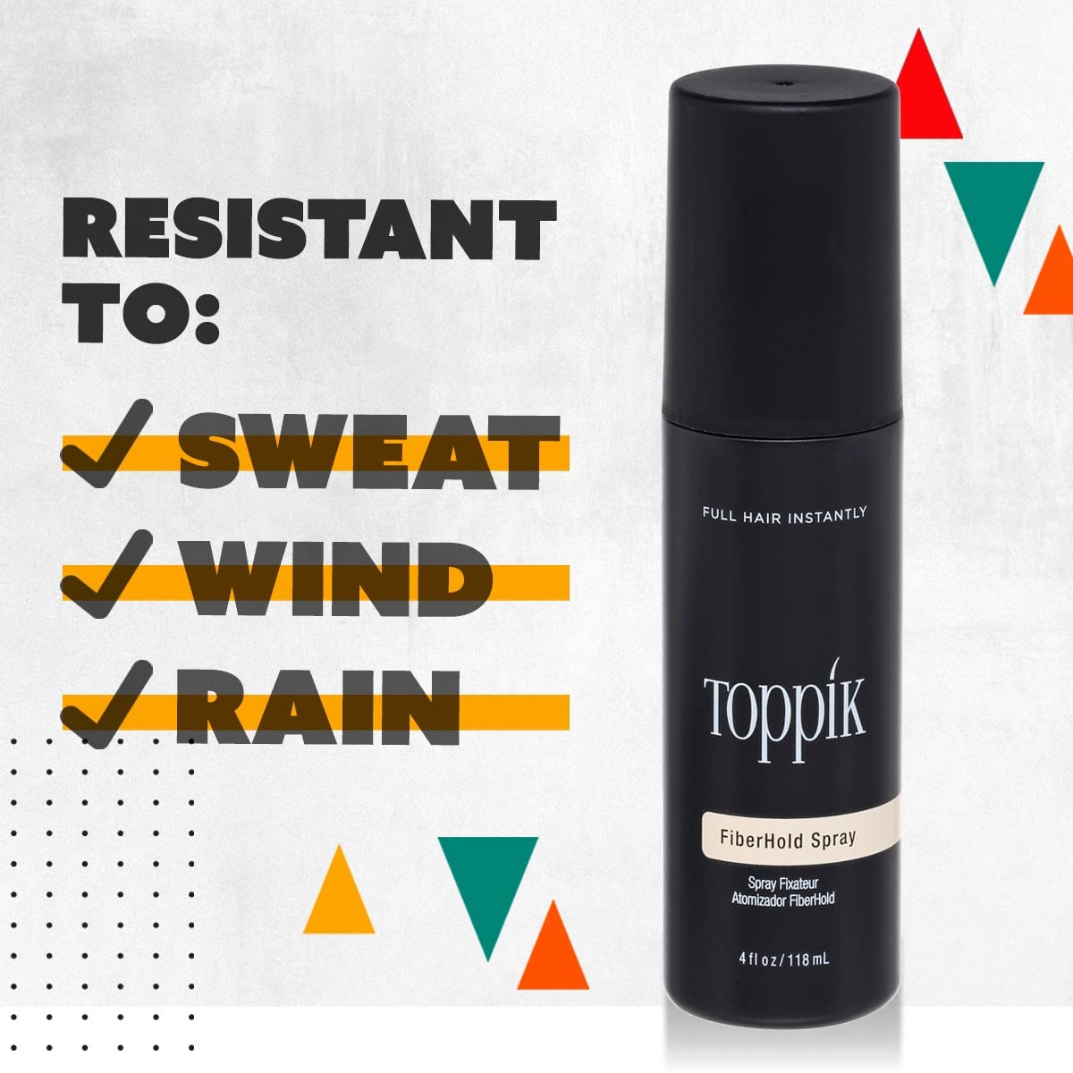 Toppik FiberHold Spray, Strengthens the Bond Between Hair Fibres and Your Hair, for Thicker Looking Hair, 118ml