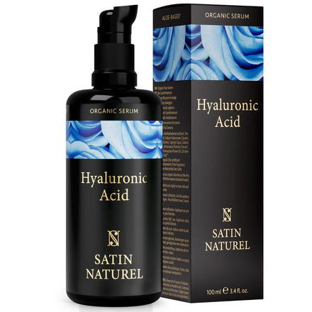 Satin Naturel Hyaluronic Acid Serum for Face 100ml, Face Skincare for a Rejuvenated Skin - Collagen Serum with Organic Aloe Vera for Sensitive Skin - Vegan Skin Care