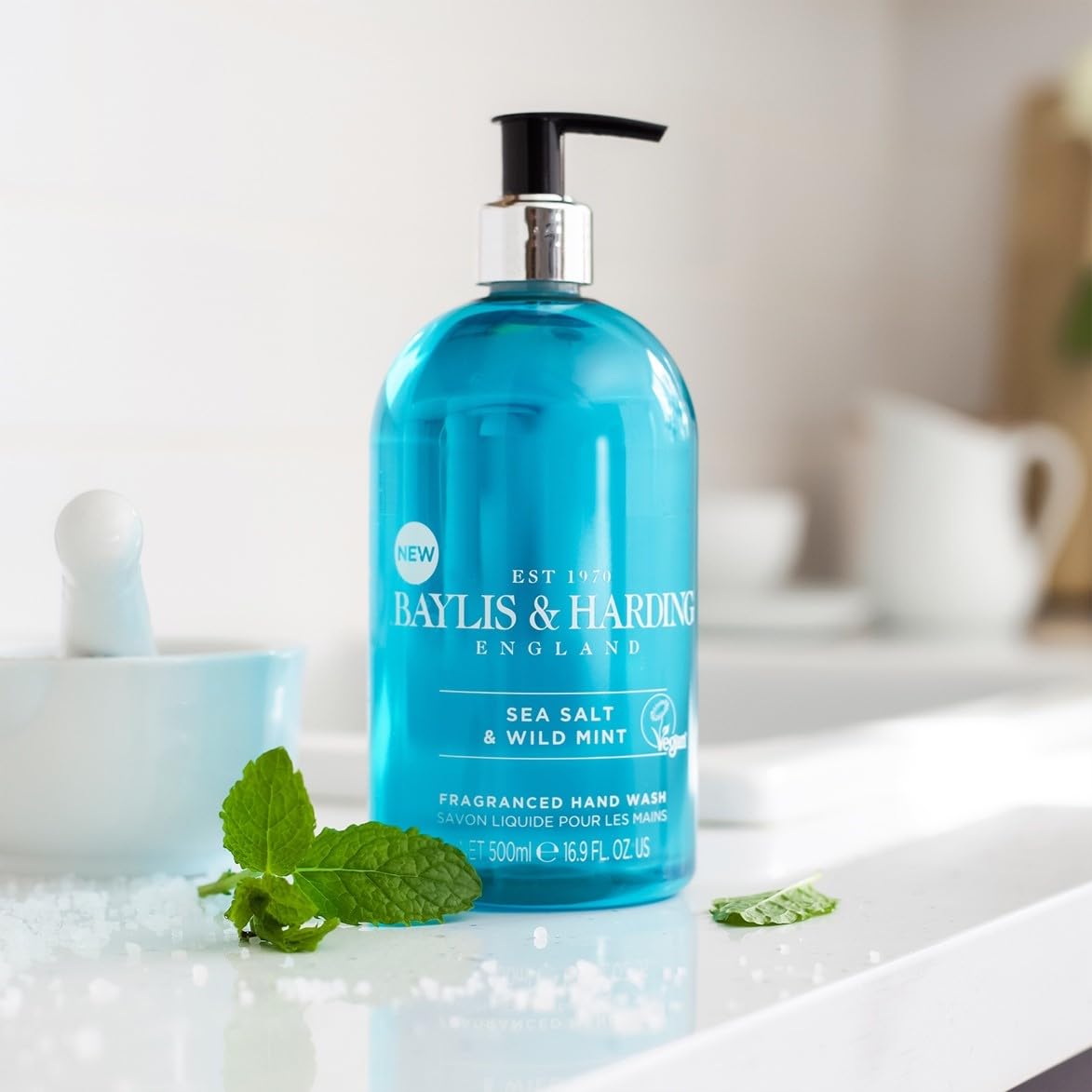 Baylis & Harding Signature Sea Salt & Wild Mint Hand Wash, 500 ml (Pack of 6) - Vegan Friendly