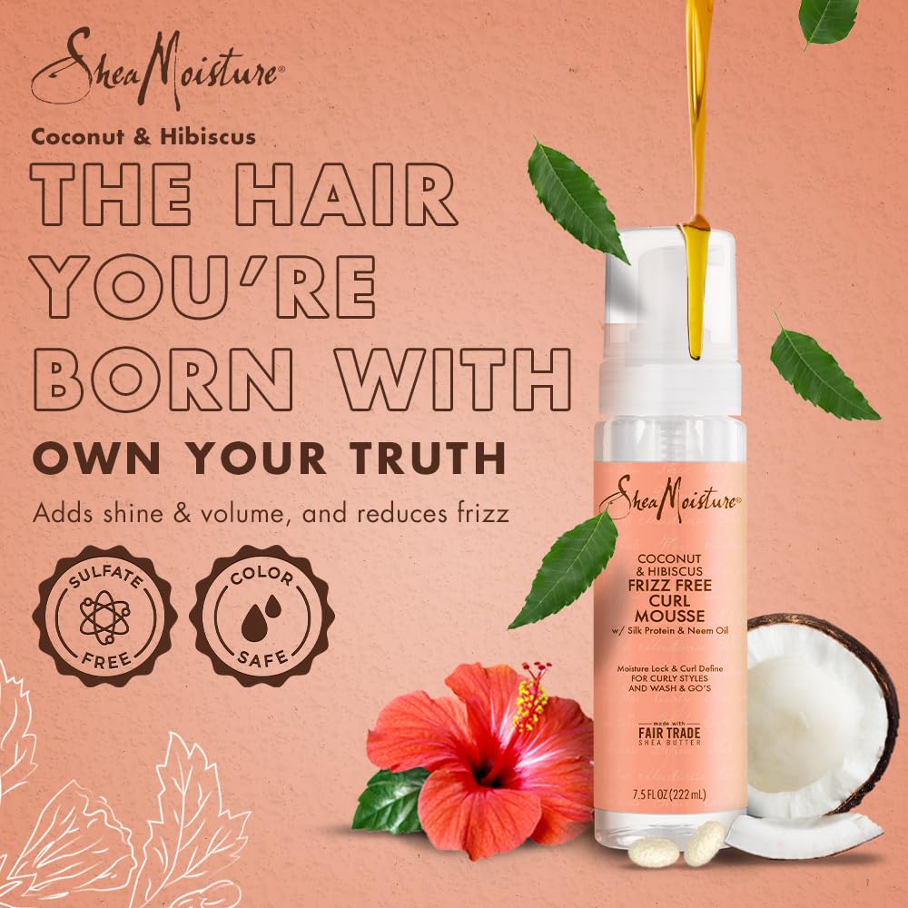 Shea Moisture Coconut and Hibiscus Frizz-Free Curl Mousse 220 ml