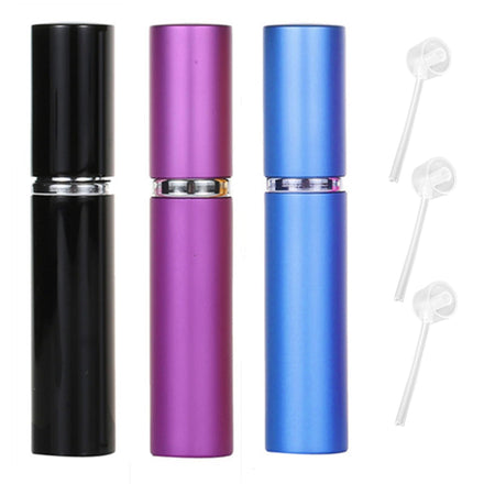 ZHIYE 5ML Perfume Atomiser Spray Bottle, 3 Pieces Refillable Refilling Travel Size Perfume Bottles in Pocket & Handbag Black & Purple & Blue