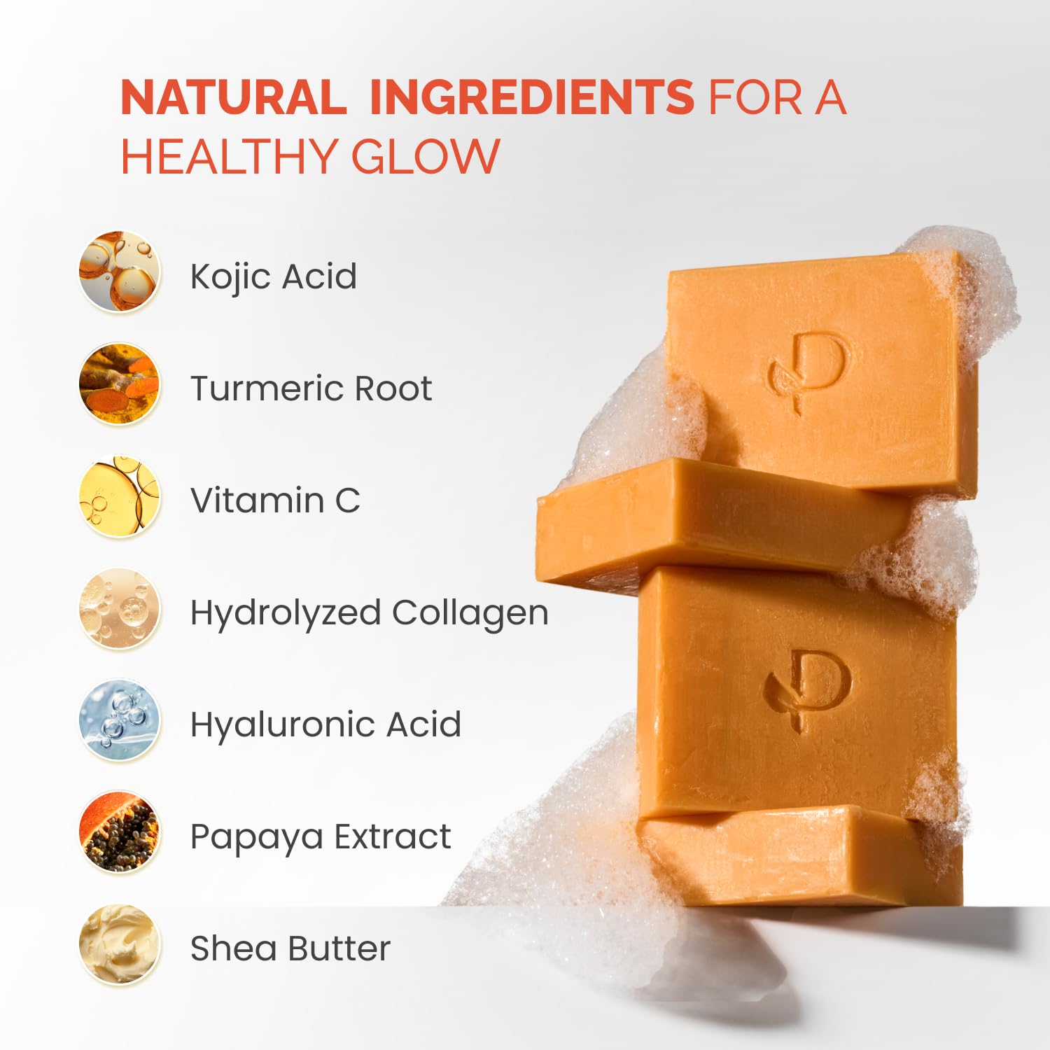 PLANTIFIQUE Kojic Acid Soap for Hyperpigmentation, Turmeric Soap 2 Bars, Hyaluronic Acid, Collagen, Vitamin C, Face Wash, 160g