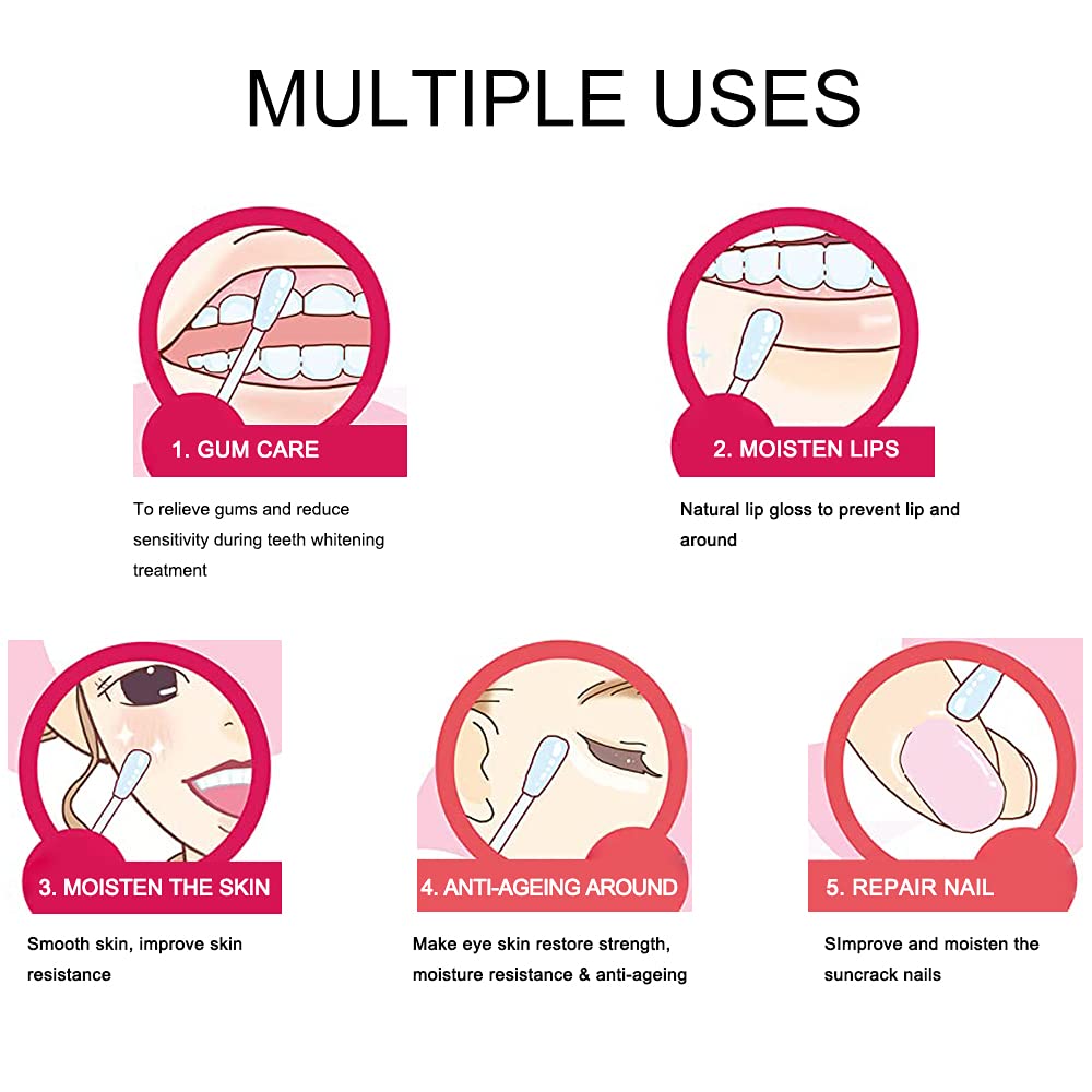 100Pcs Vitamin E Oil Swabs Stick Disposable VE Cotton Swab Protect Lip Gum Anti-Dry Moisturizing Cotton Sticks Teeth Whitening Kits Lip