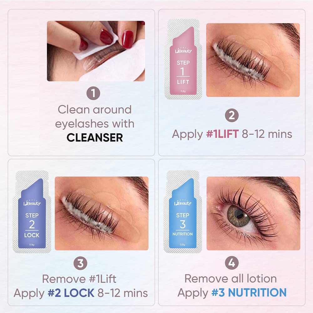 Libeauty Lash Lift and Brow Lamination, Lash Perm Kit, Eyebrow Lamination Kit, Lash Lift Kit, Long Lasting Salon Results, Lifting & Curling for Eyelashes(Just with Lotion)