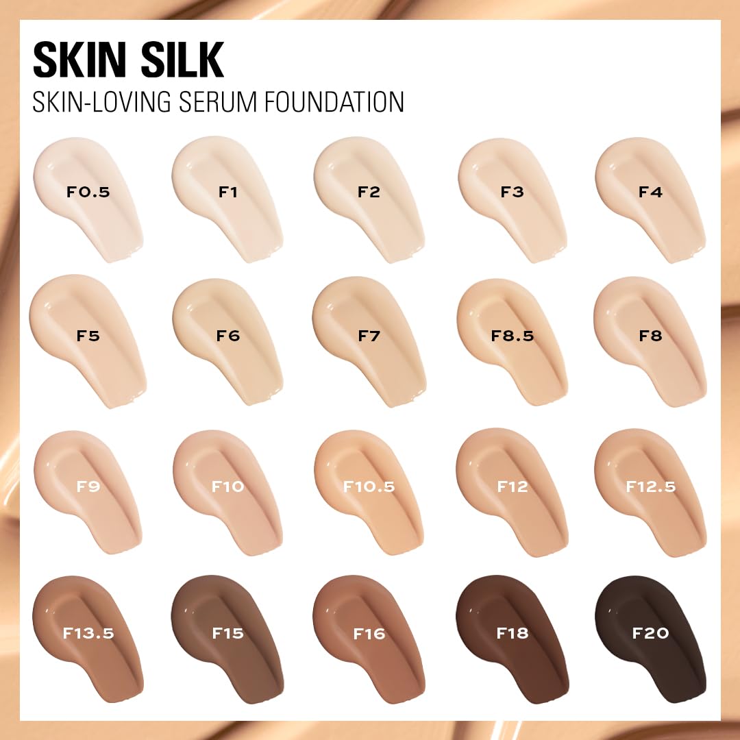 Skin Silk Serum Foundation, Light to Medium Coverage, Lightweight & Radiant Finish, Contains Hyaluronic Acid, F2 Fair Skin Tones, 0.77 fl oz