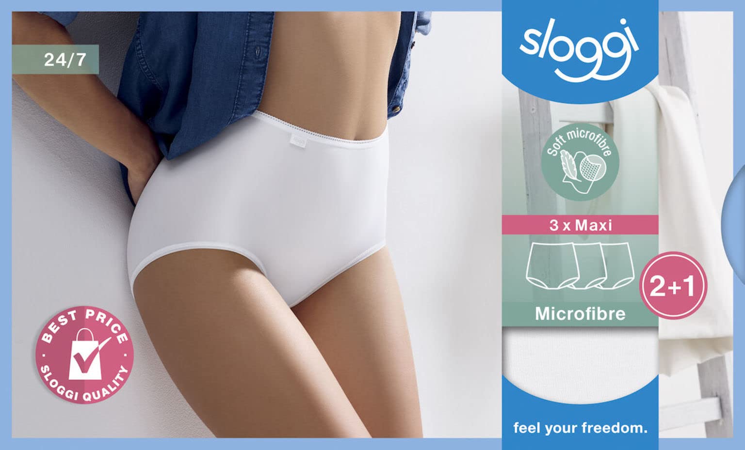 Sloggi 24/7 Microfibre Maxi C3P 3 Pack Briefs White (0003) 16 CS