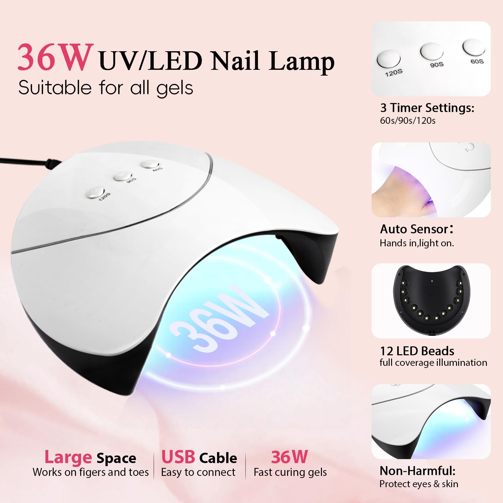 VANREESA Gel Nail Kit, 18 Colours Gel Nail Polish Set with Lamp Starter Kit Pink Blue Purple Spring Summer Colours U V Nail Polish Set with Base and Top Coat Manicure DIY at Home Gifts for Women