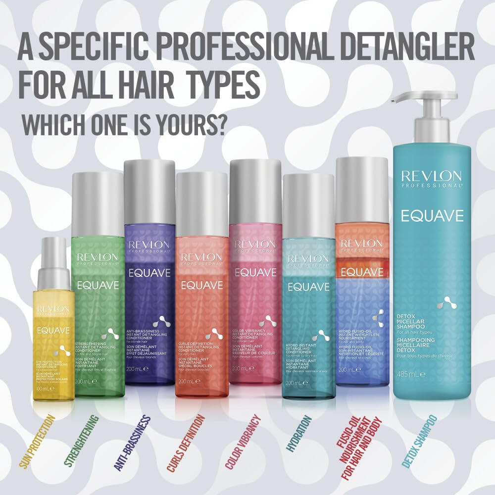 REVLON PROFESSIONAL EQUAVE HYDRO BI-PHASE DETANGLING CONDITIONER FOR NORMAL TO DRY HAIR, Detangling Conditioner, Leave-In Conditioner With Heat Protection, Hair-Smoothing Leave-In Conditioner – 200 ML