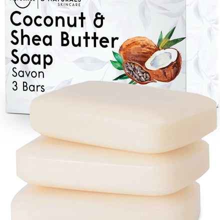 O Naturals Moisturizing Soap Bars - Natural Soap Bar for the Body Face & Hands - Shower Soap, Body Wash Bar (3 pieces, Shea Butter Soap)