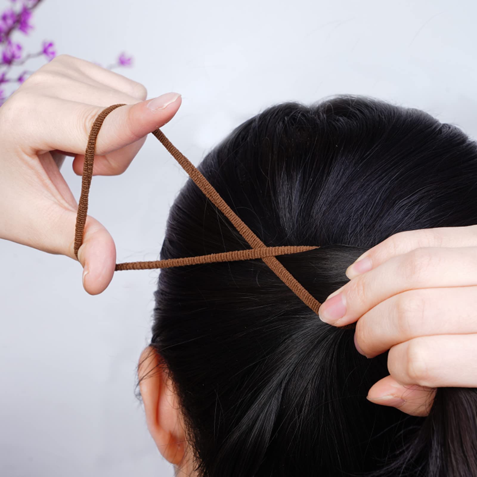 ZHIYE Elastic Hair Ties, 50 Pcs Thick Seamless Hair Bands No Damage Soft Ponytail Holders Hair Bobbles for Girls Women, Neutral
