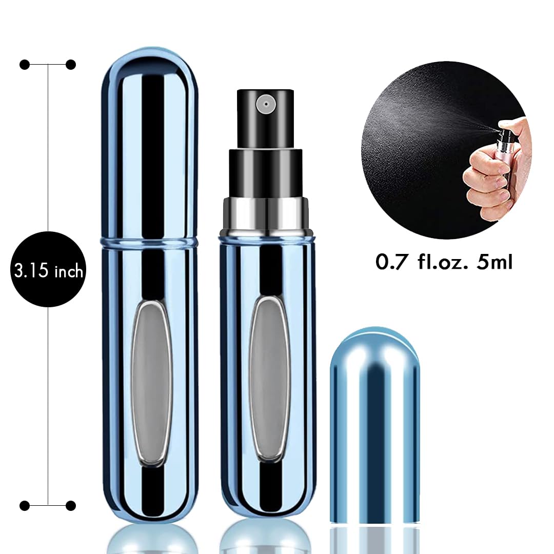 Liphontcta Rosiya Perfume Atomiser pack of 5pcs Perfume Travel Bottle, 5ML Refillable Perfume Spray Bottle Easy to Refill Empty Atomiser Bottle for Purse, Handbag, Pocket and Luggage (Glossy)
