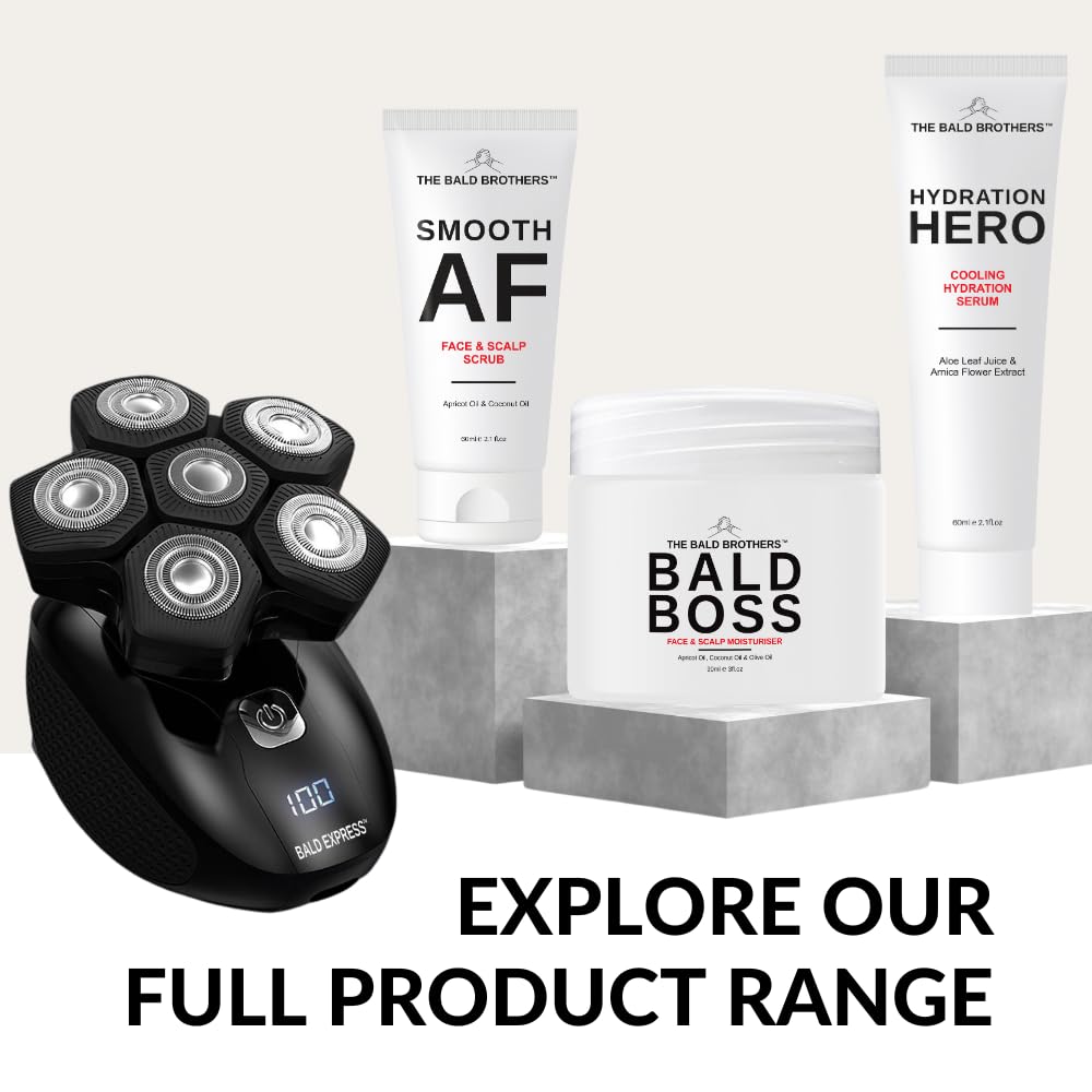 The Bald Brothers Scalp Moisturiser with Apricot Seed Oil| Mattifying, vegan, no grease | Bald Boss everyday Face & Head Care | No Fragrance