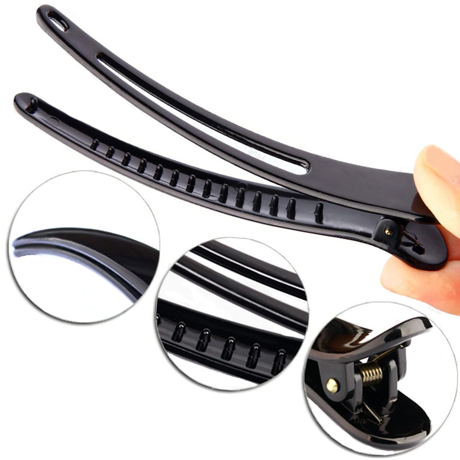 6pcs Hair sectioning clips Professional Hair Clips,Plastic Hairdresser Clips,Hair Styling Clips Salon and Home Hair Cutting Clips for Hairdresser (Black)
