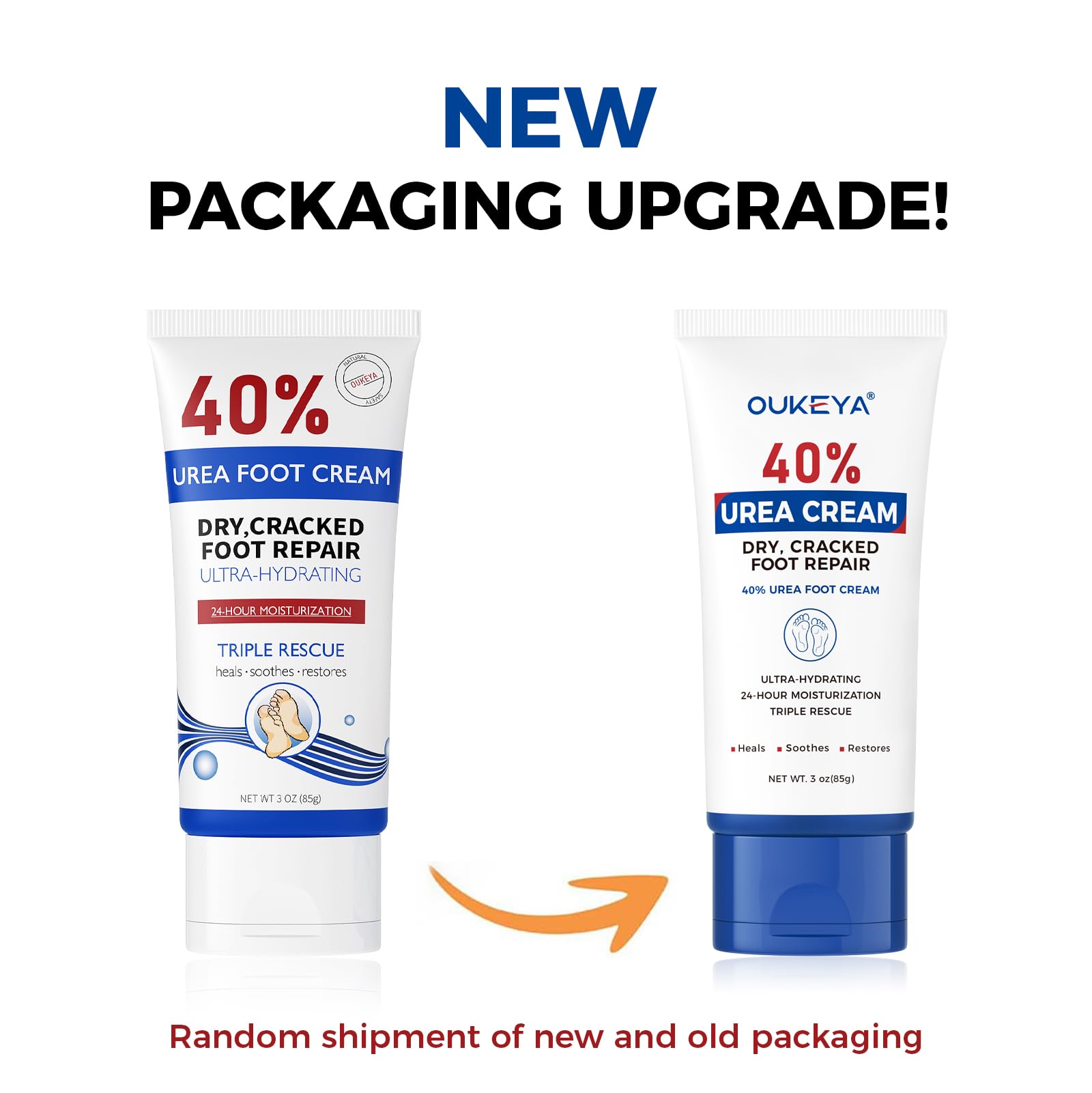 OUKEYA Urea Cream 40 Percent, Urea Foot & Hand Cream for Cracked Heels and Dry Skin, Urea Lotion for Deep Moisturizing, Callus Remover Nourishes Soften, Maximum Strength, Easy to Carry, 85g
