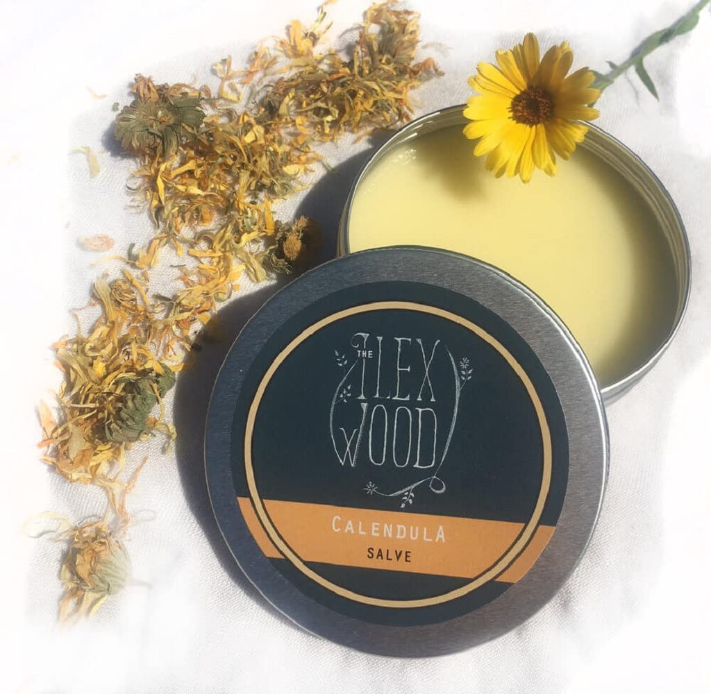 The Ilex Wood - Calendula Salve - all natural balm, soothes rashes, itching, dry skin, eczema, hand cream for women and men, cruelty free, plastic free - 3.38 fl oz (100ml)