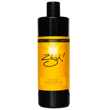 Zhuzh! Tan Accelerator Refill - Large Bottle with Shea Butter - Non Greasy Sun Cream Suitable for Sunbeds - Family-Friendly Tanning Accelerator for a Natural Glow