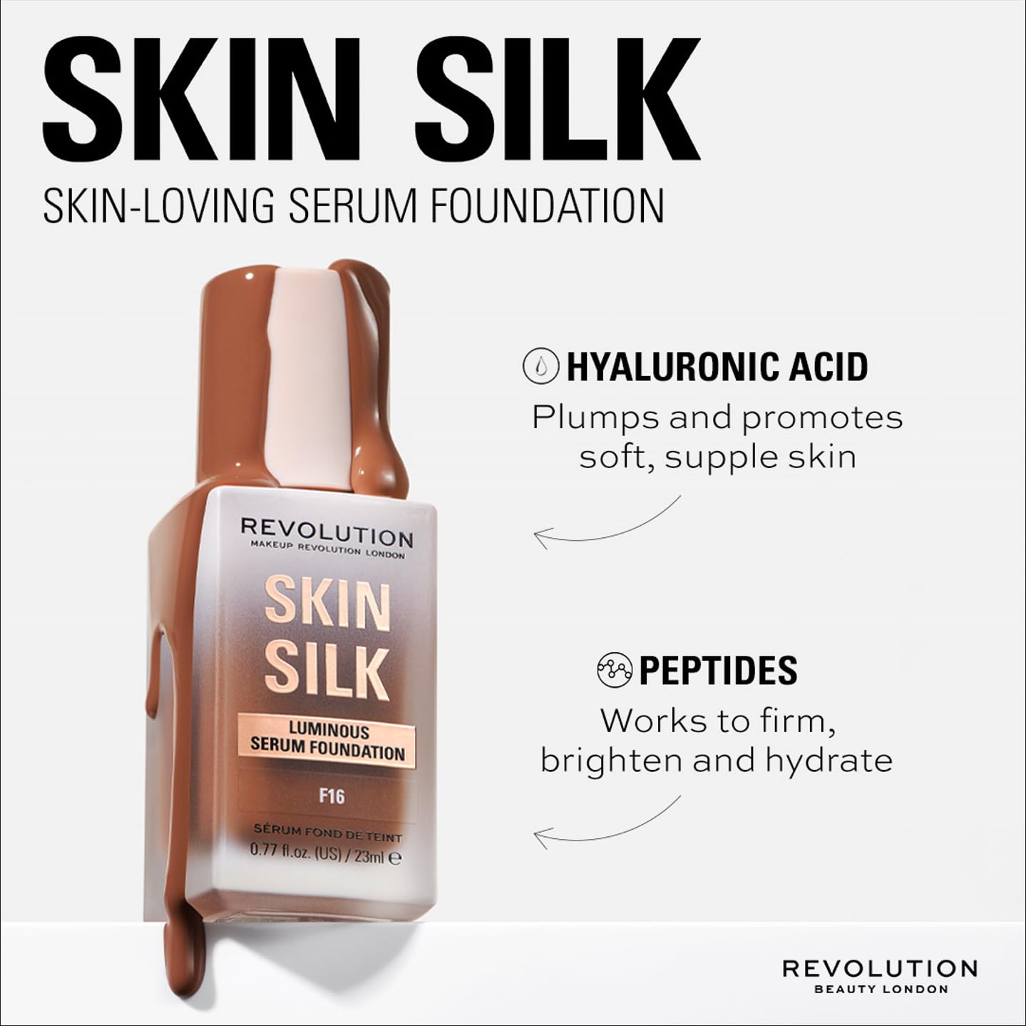 Skin Silk Serum Foundation, Light to Medium Coverage, Lightweight & Radiant Finish, Contains Hyaluronic Acid, F2 Fair Skin Tones, 0.77 fl oz
