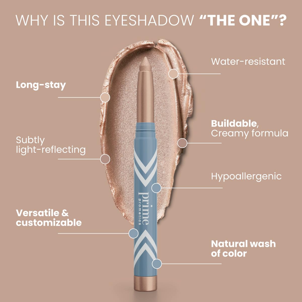 Prime Prometics PrimeEyes Eye Brightener for Mature Women – Creamy Eye Shadow Sticks – Easy Application, Quick Eye Lift Effect – Hypoallergenic, Long Wear, Water-Resistant (Estrella)