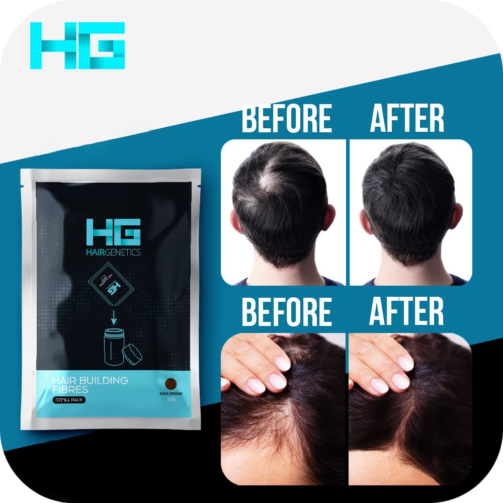 Hair Genetics Hair Fibres Dark Brown 50g Refill Pack for Hair Loss and Thinning Hair