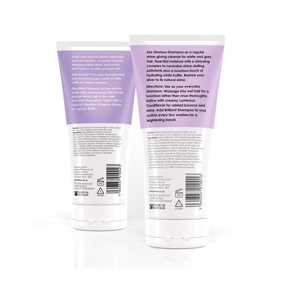 White Hot Shine Duo: Glorious Shampoo & Luminous Conditioner 200ml, shine & cleanse for glossy white & grey hair