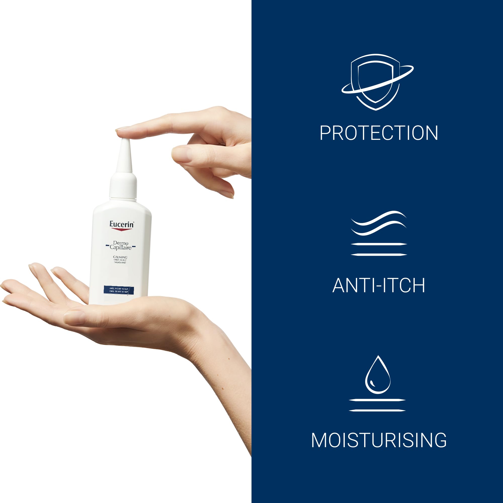 Eucerin DermoCapillaire Calming Urea Scalp Treatment 100ml, Intensive After Shower Leave-In Hair Serum, Psoriasis Scalp Treatment for Itchy, Flaky, Dry Scalp, Hydrating and Soothing Scalp Serum